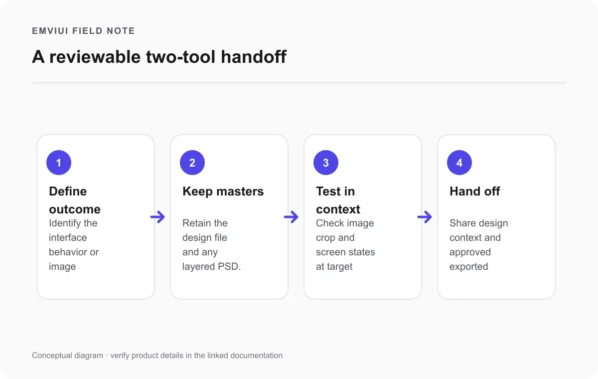 Four step workflow from defining deliverable to retaining masters and handing off assets