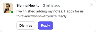 Floating desktop notification example with message details