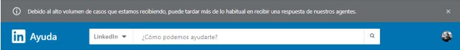 Archived LinkedIn top notification bar example