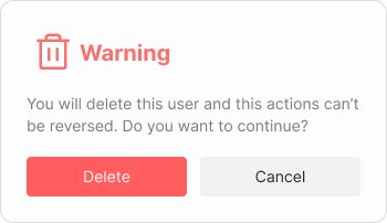 Warning modal notification for a consequential action