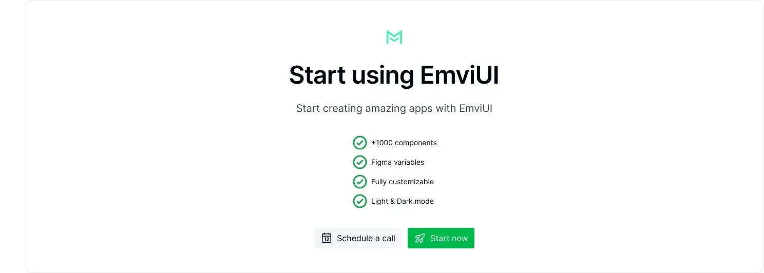 Callout de incorporación de EmviUI con dos acciones