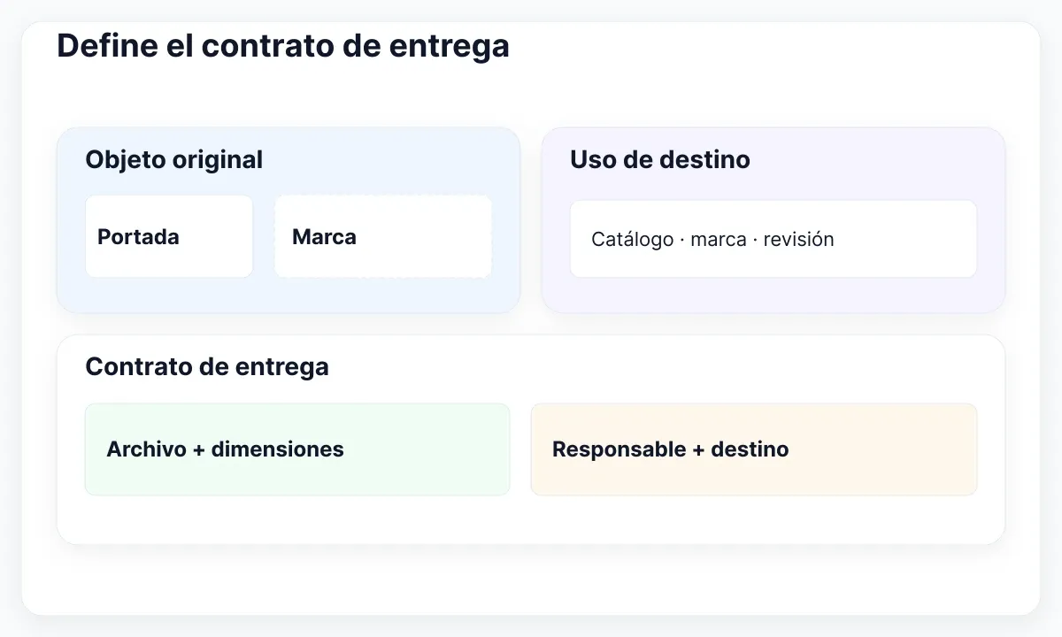 Objetos originales de portada y marca junto al destino y el contrato de entrega.