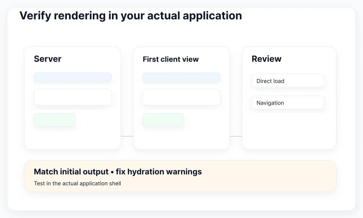 React UI kit acceptance illustration: Verify rendering in your actual application