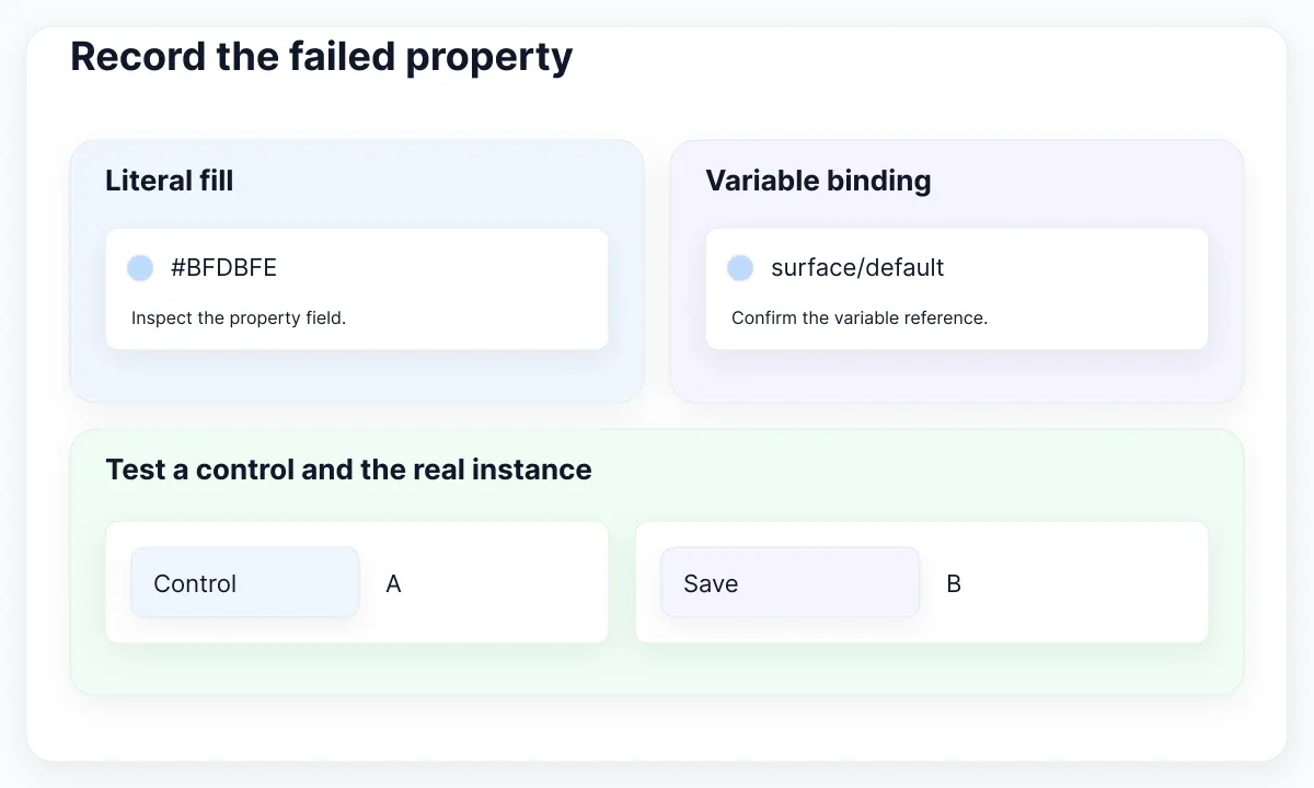 Literal fill field beside a variable-bound property, then a fresh control beside an actual instance