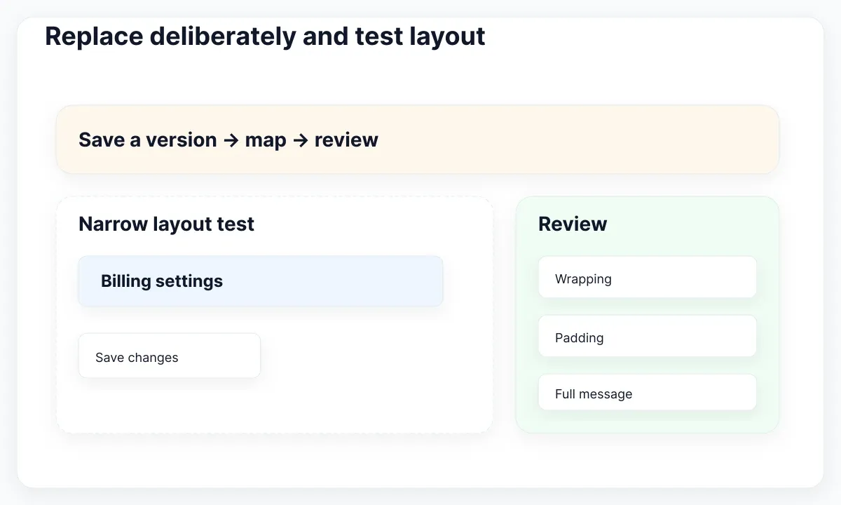 Diagnostic illustration: Replace deliberately and test layout
