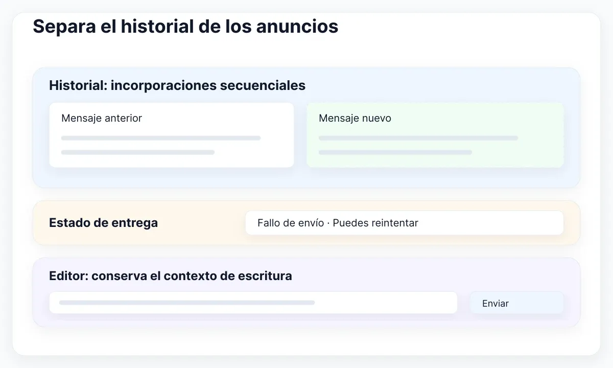 Separa novedades del historial, avisos de entrega y edición; comprueba los anuncios reales.