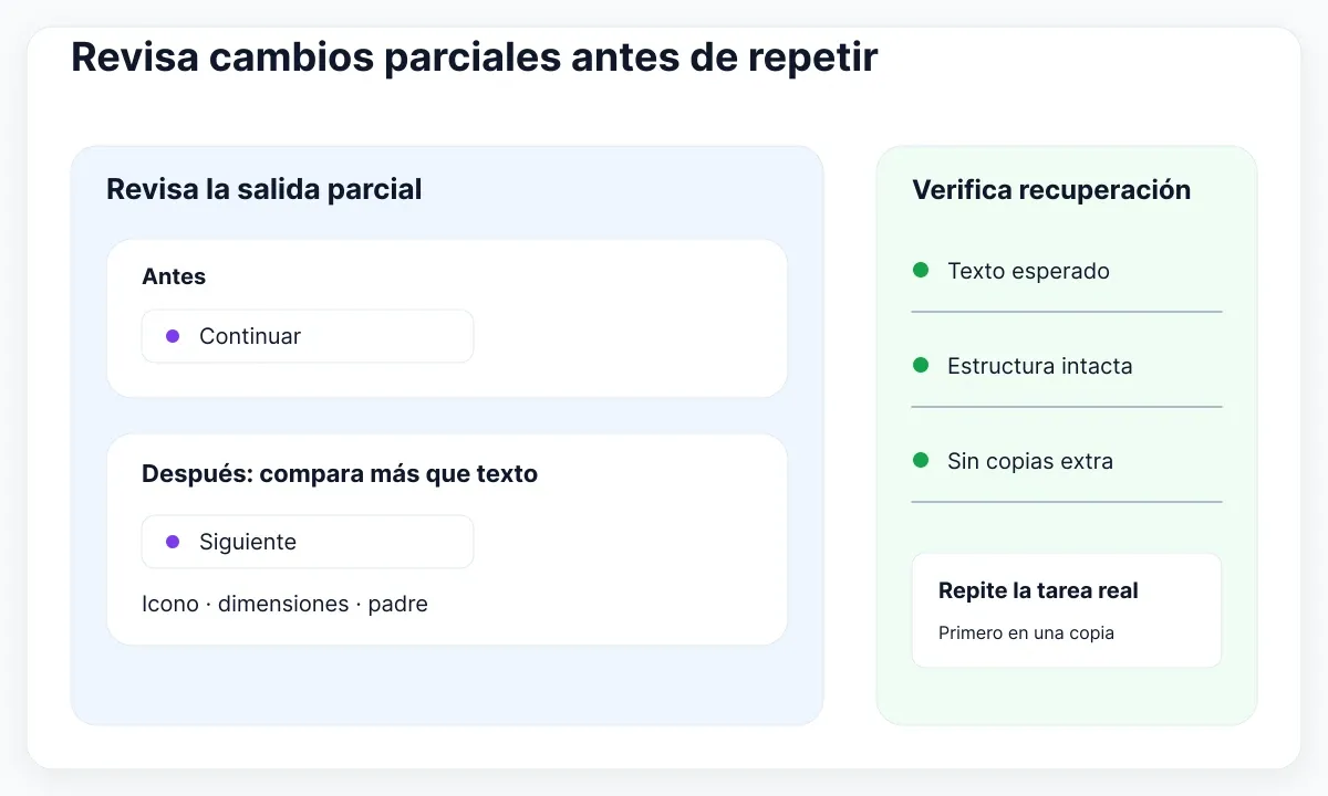 Diagrama de diagnóstico de plugins de Figma: Revisa cambios parciales antes de repetir