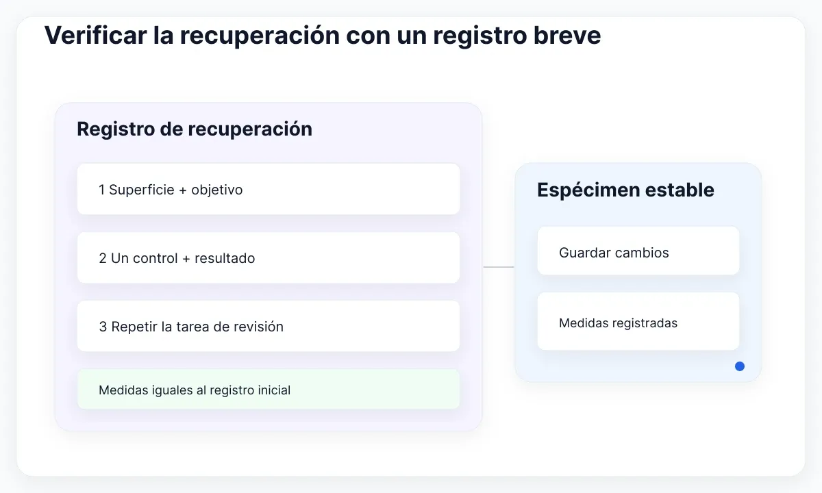 Ejemplo explicativo de visualización: Verificar la recuperación con un registro breve