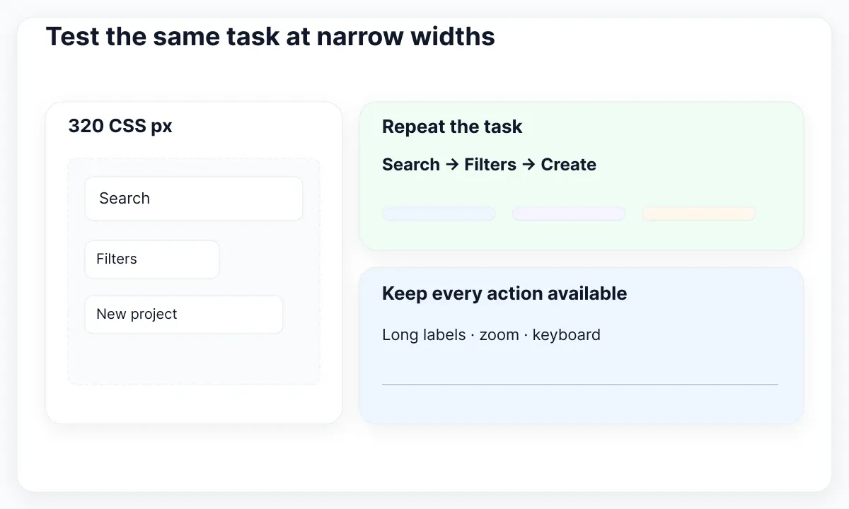 Narrow toolbar specimen beside a repeated search, filter and create acceptance task.