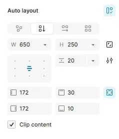 Auto Layout panel with dimensions, spacing, padding, and alignment controls