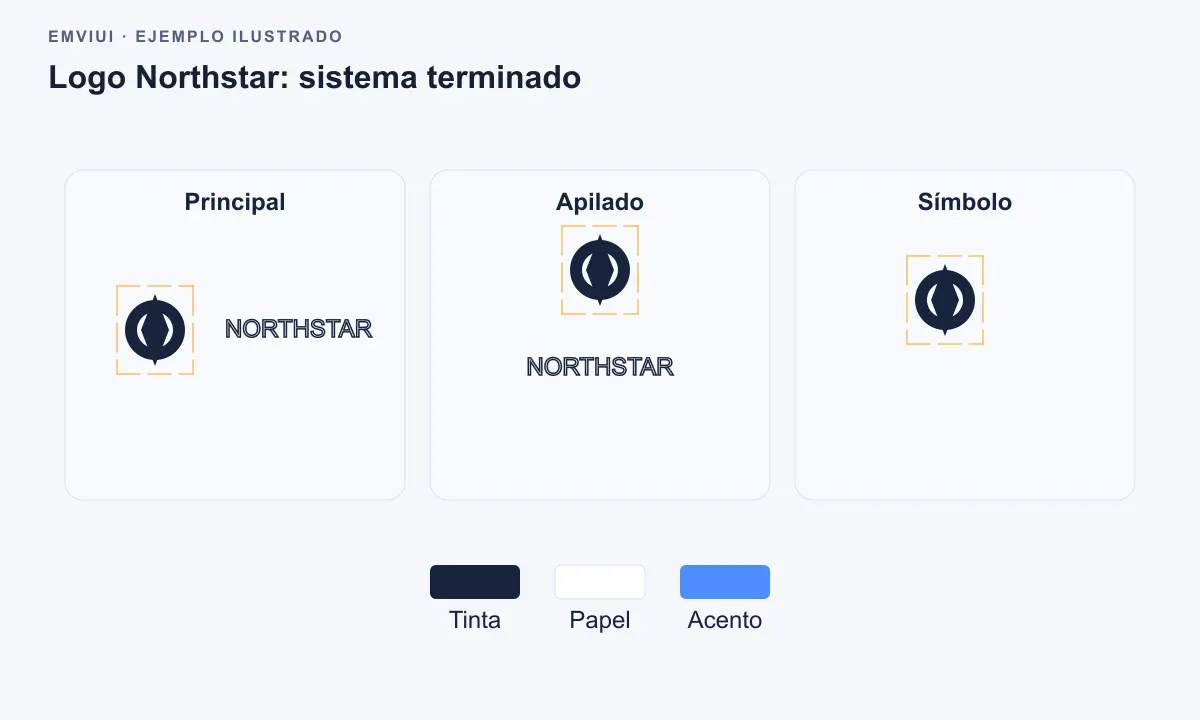 Símbolo y nombre Northstar terminados en versiones horizontal, apilada y solo símbolo.