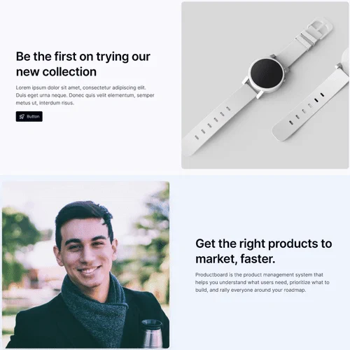 Animation showing a landing page hero layout in Figma